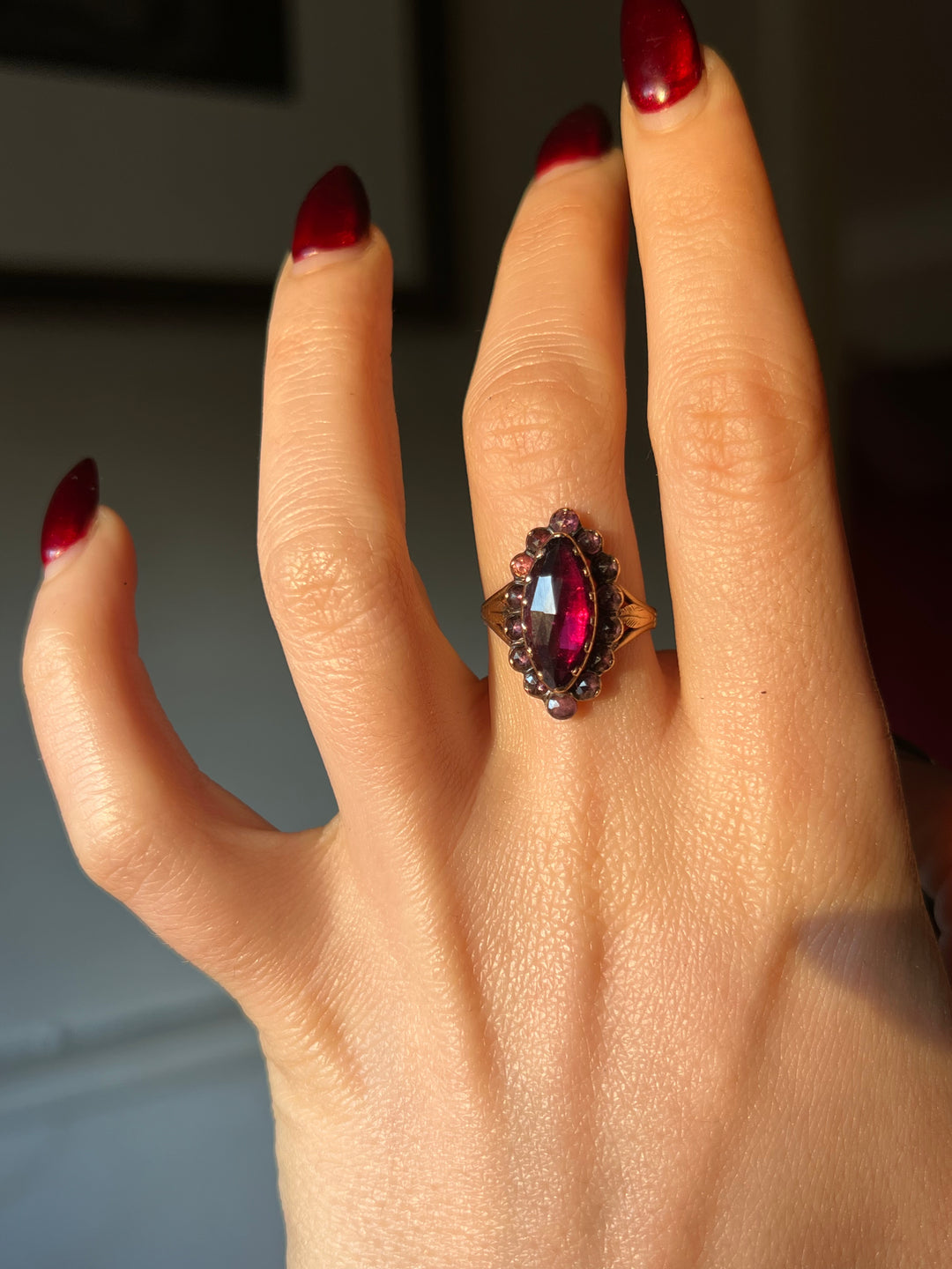 Napoleon III Period 18ct French Perpignan Garnet Ring