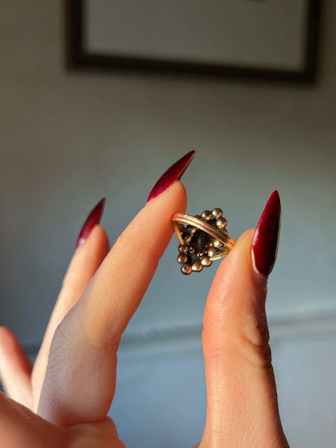 Napoleon III Period 18ct French Perpignan Garnet Ring