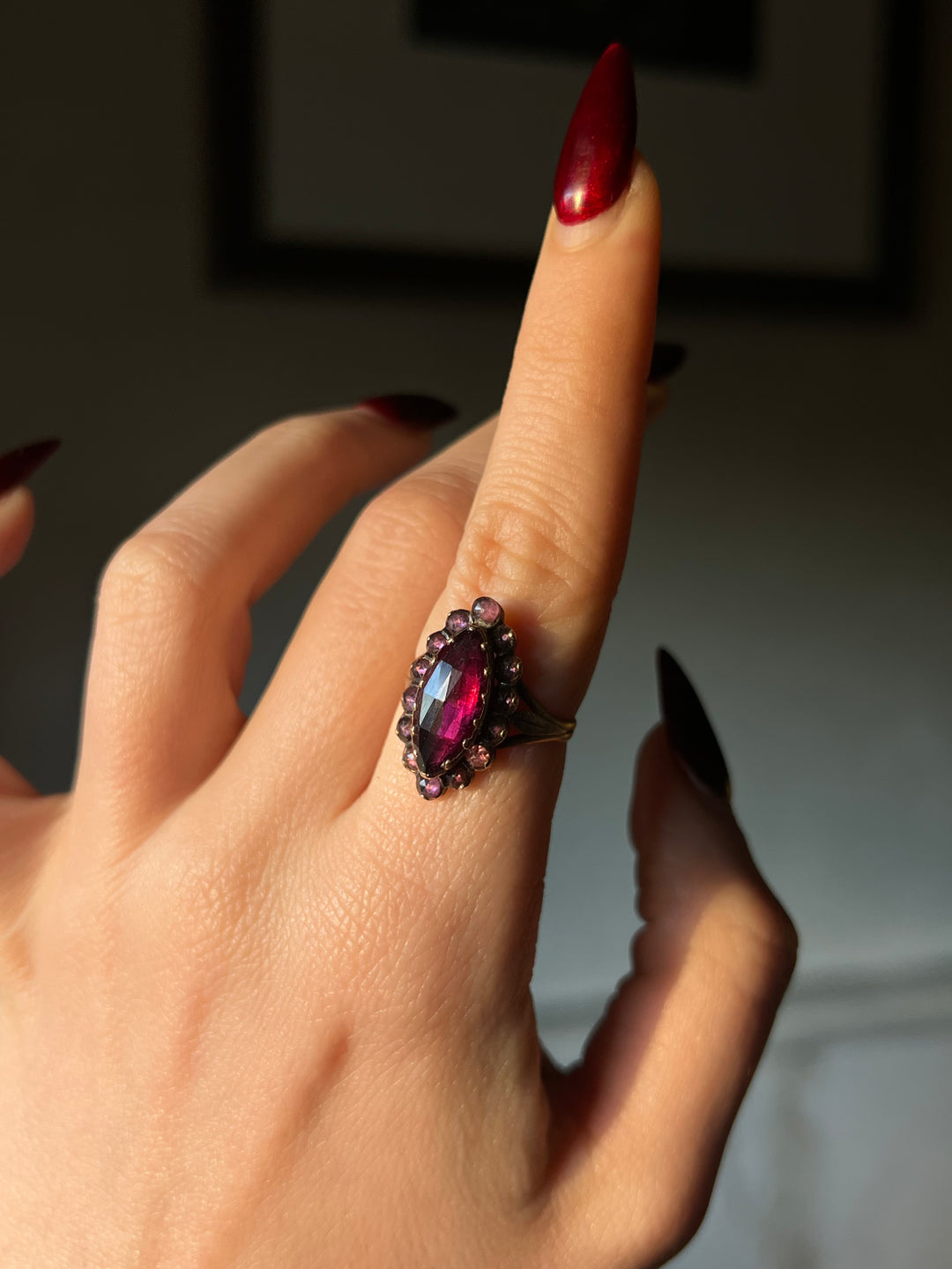 Napoleon III Period 18ct French Perpignan Garnet Ring