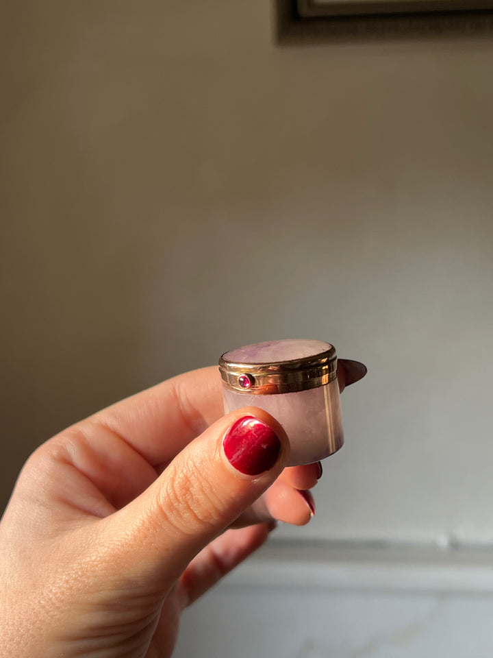 Outstanding High Victorian Amethyst Box with Ruby Button