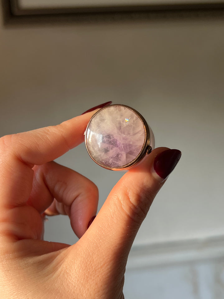 Outstanding High Victorian Amethyst Box with Ruby Button