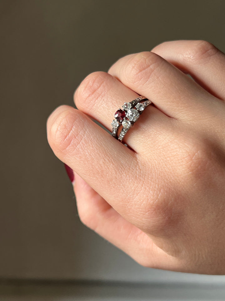 Belle Epoque Diamond and Spinel Ring