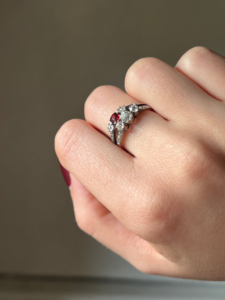 Belle Epoque Diamond and Spinel Ring
