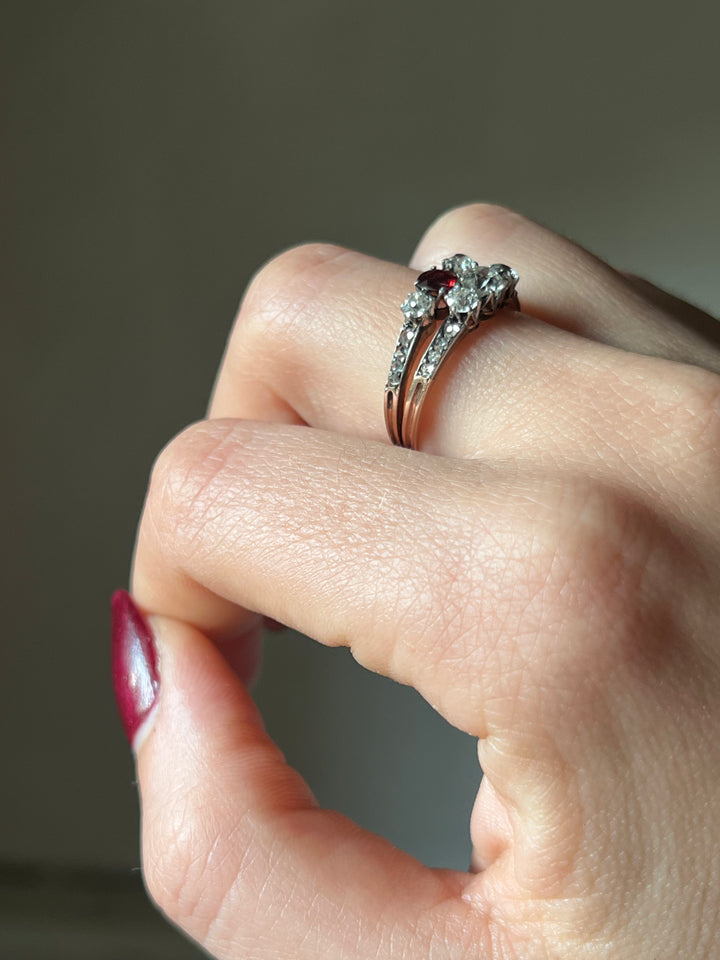 Belle Epoque Diamond and Spinel Ring
