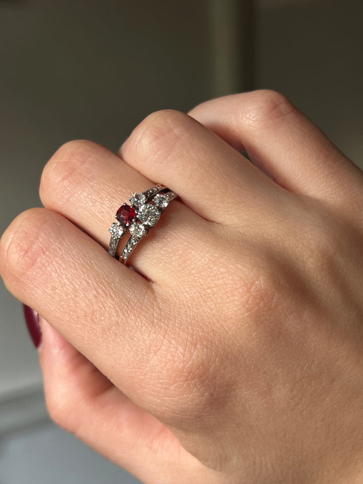 Belle Epoque Diamond and Spinel Ring
