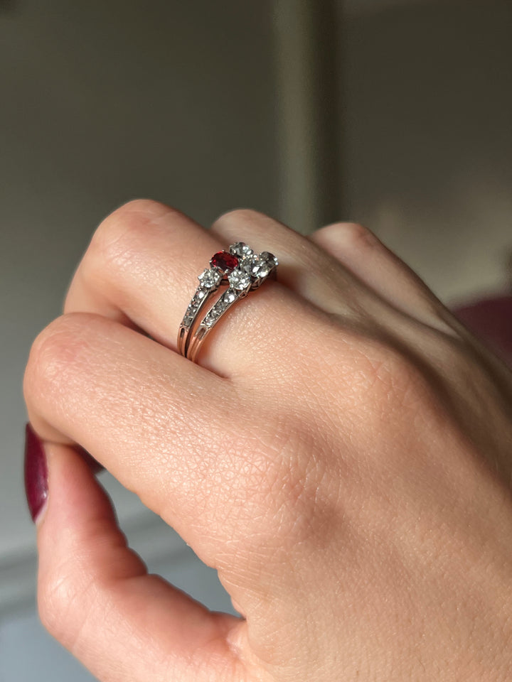 Belle Epoque Diamond and Spinel Ring