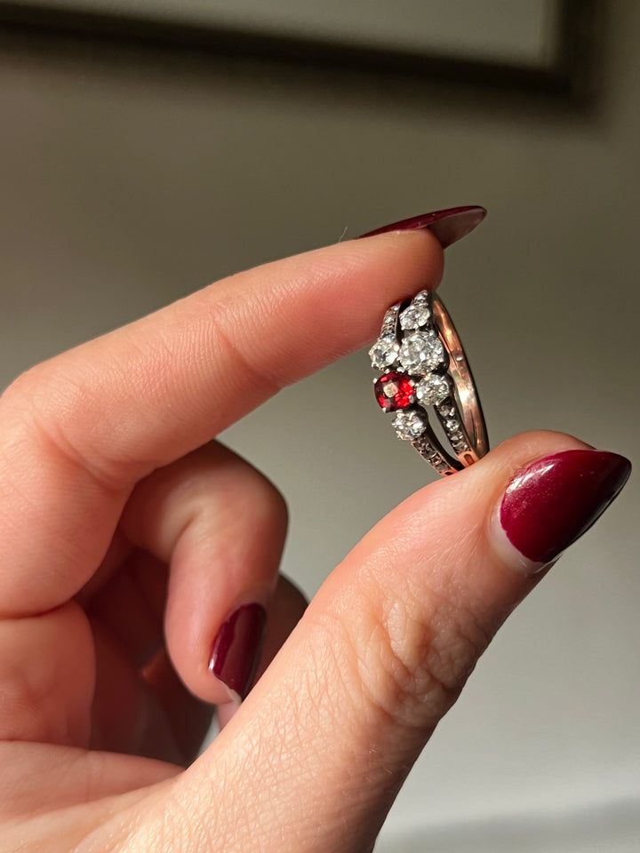 Belle Epoque Diamond and Spinel Ring