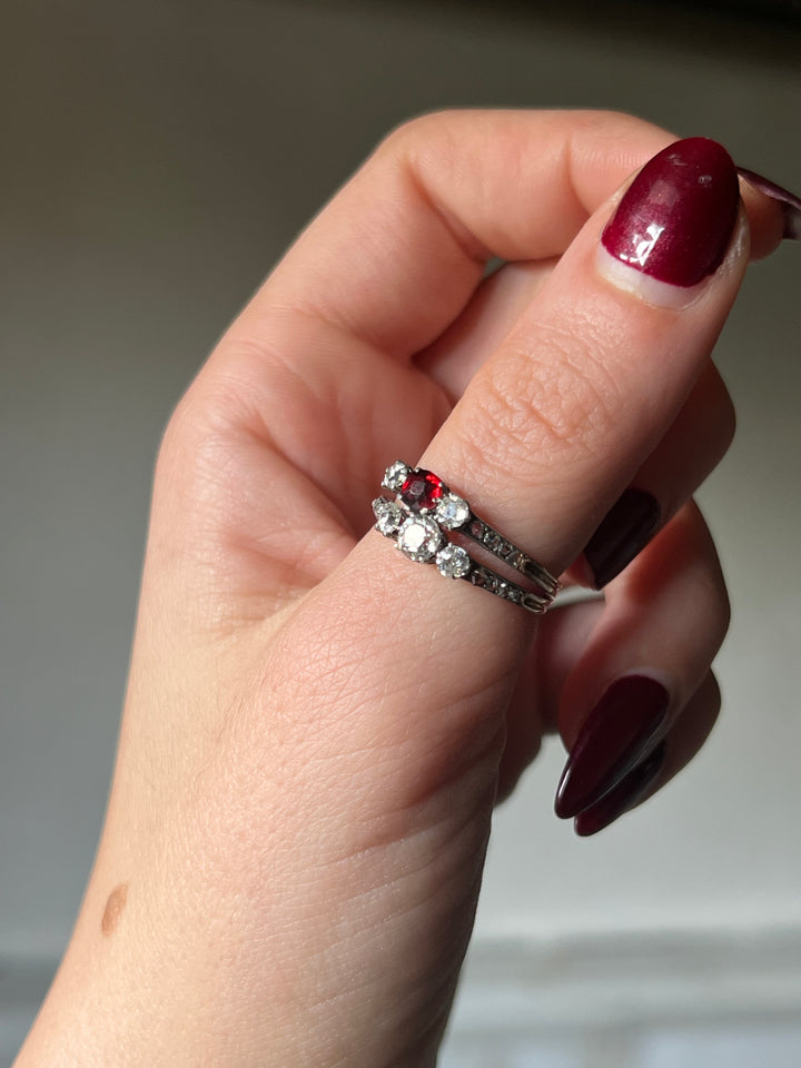 Belle Epoque Diamond and Spinel Ring