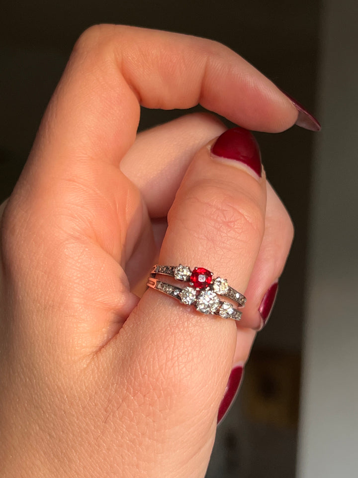 Belle Epoque Diamond and Spinel Ring