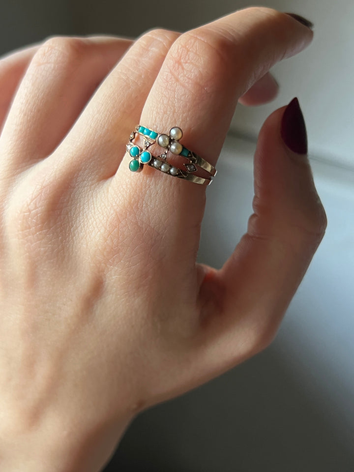 French Double Clover Club Ring