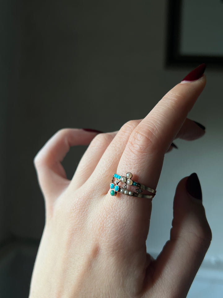 French Double Clover Club Ring