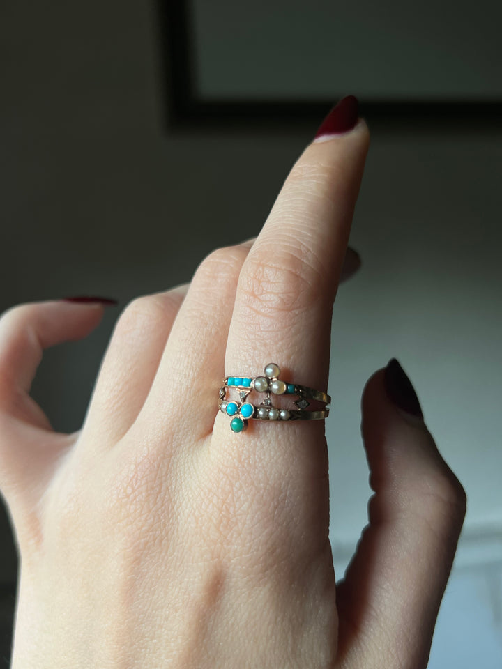 French Double Clover Club Ring
