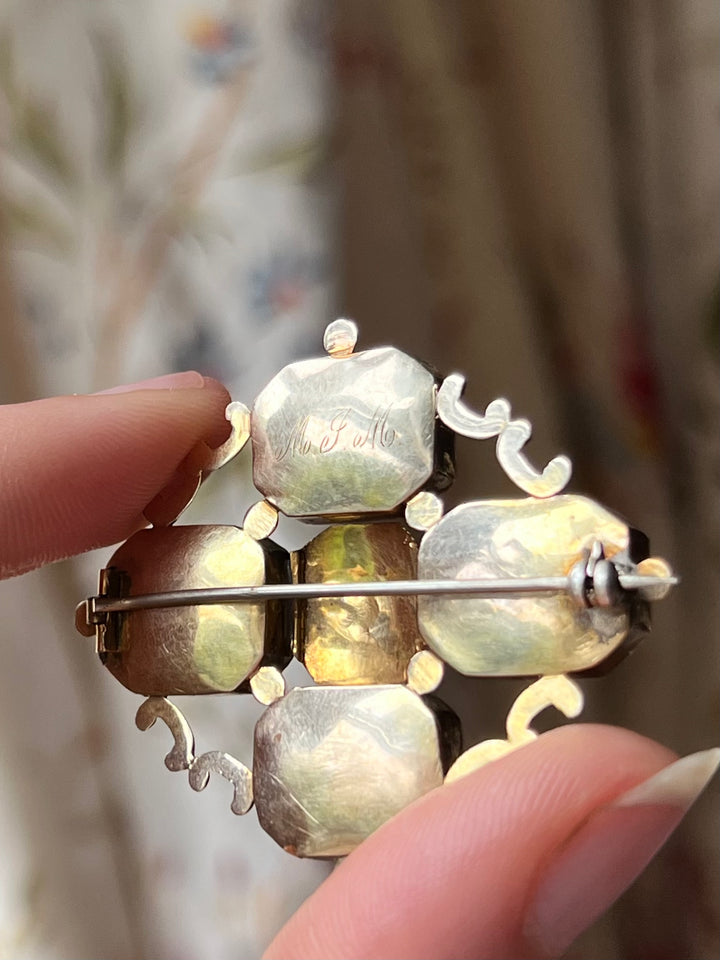 Massive Georgian Flat Cut Garnet Brooch in 15ct