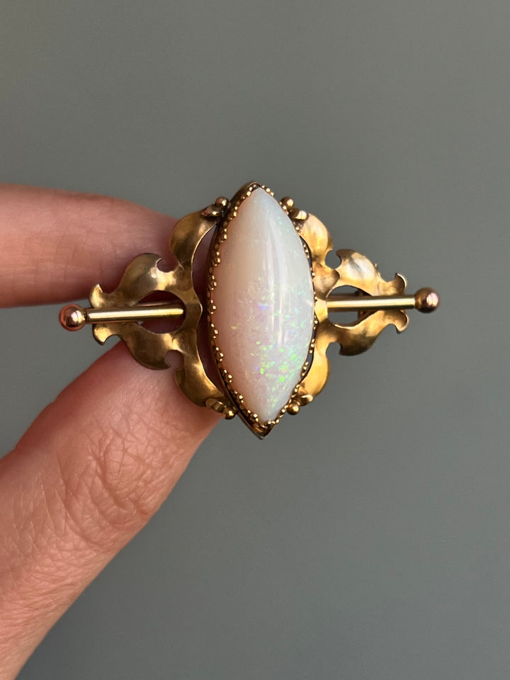 Victorian Opal Brooch with Decorative Bar Setting C. 1890