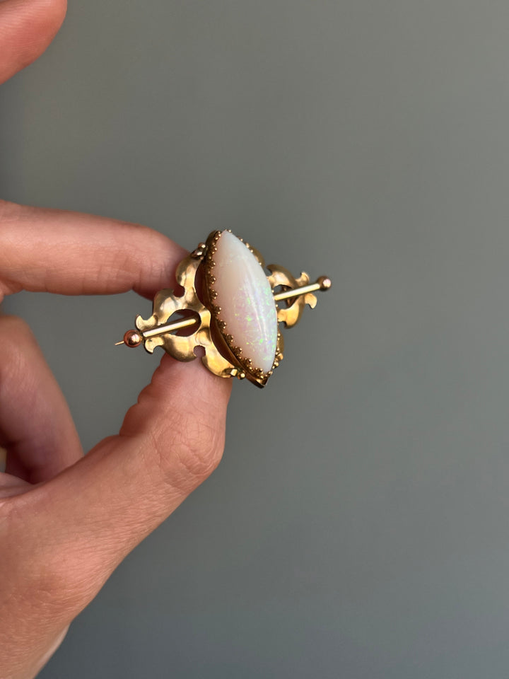Victorian Opal Brooch with Decorative Bar Setting C. 1890