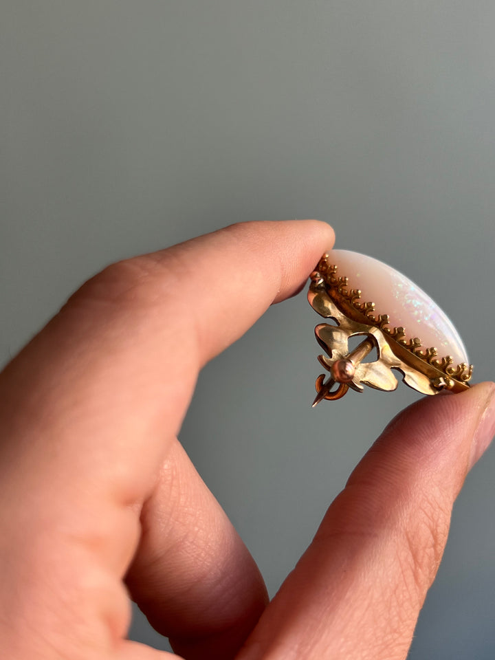 Victorian Opal Brooch with Decorative Bar Setting C. 1890