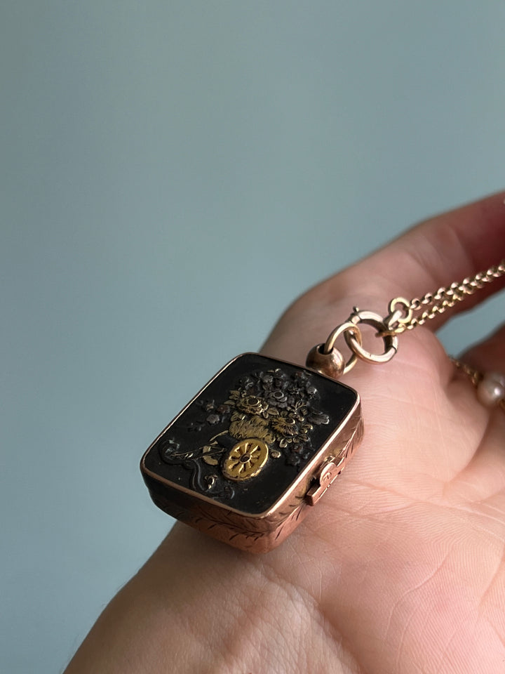 Shakudo Locket in 9ct Gold Circa 1890