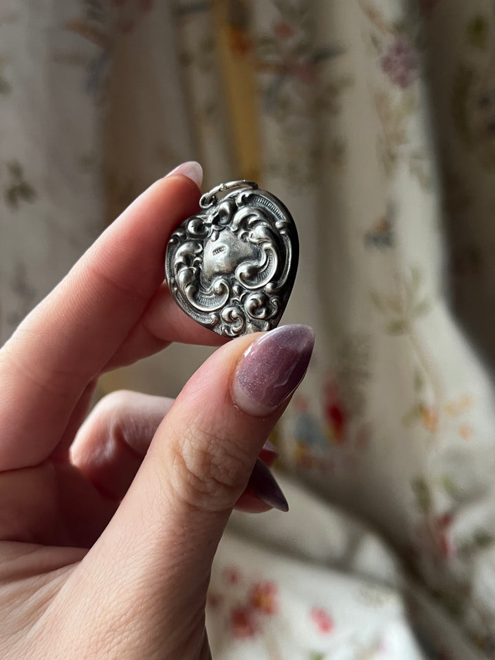 Lovely Victorian Sterling Puffy Heart Pendant
