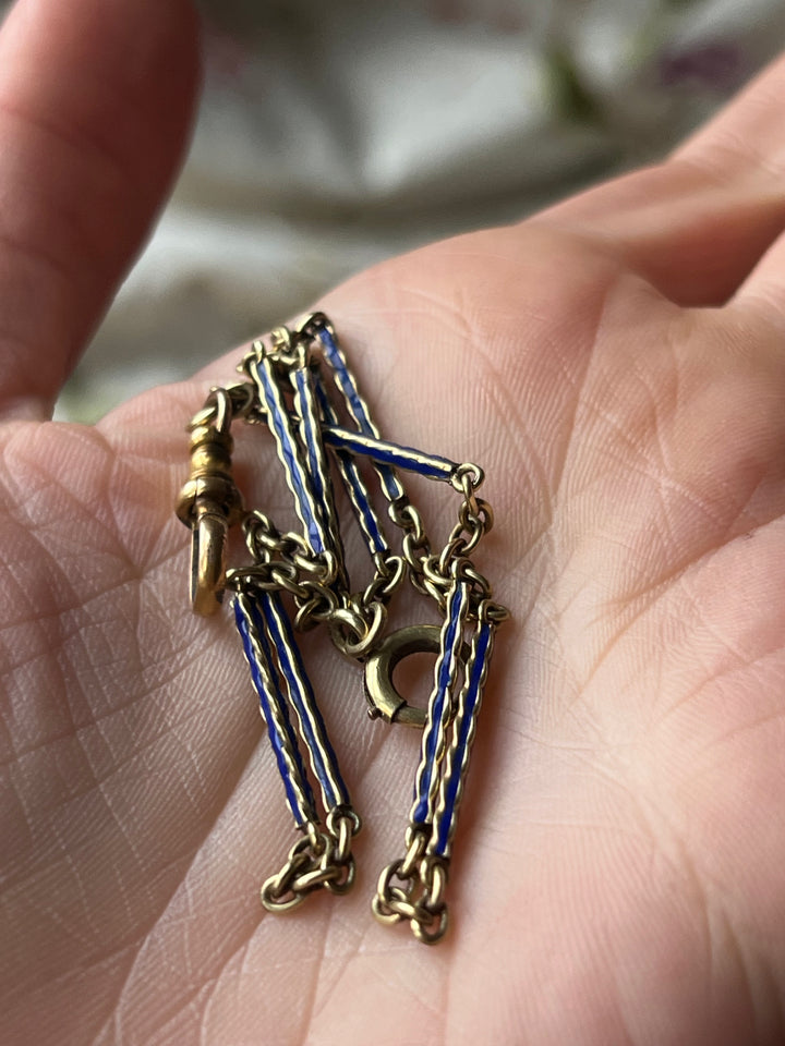 Outstanding 14ct 15" Cobalt Enamel Chain