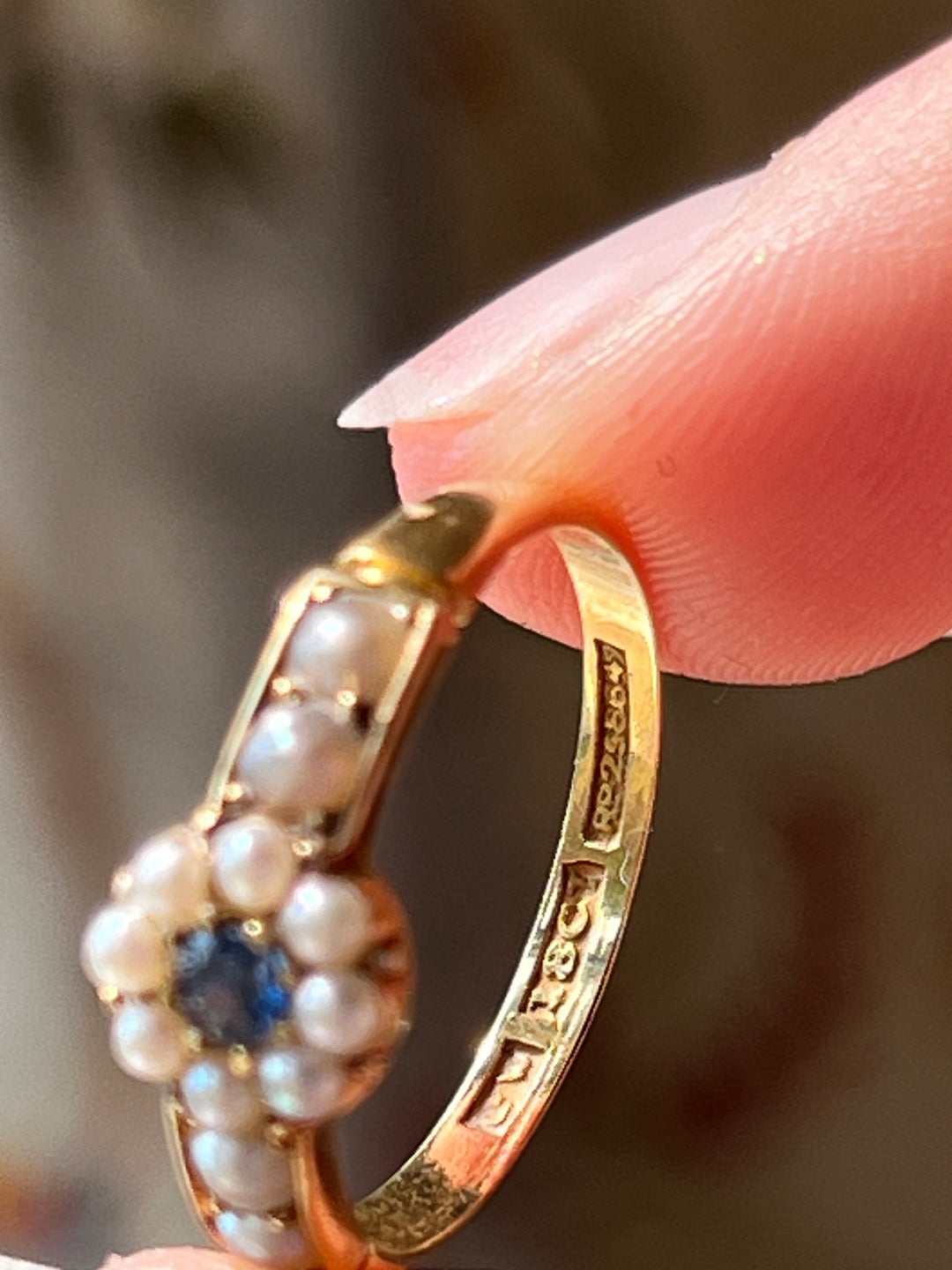 Victorian Sapphire and Pearl Band in 18ct