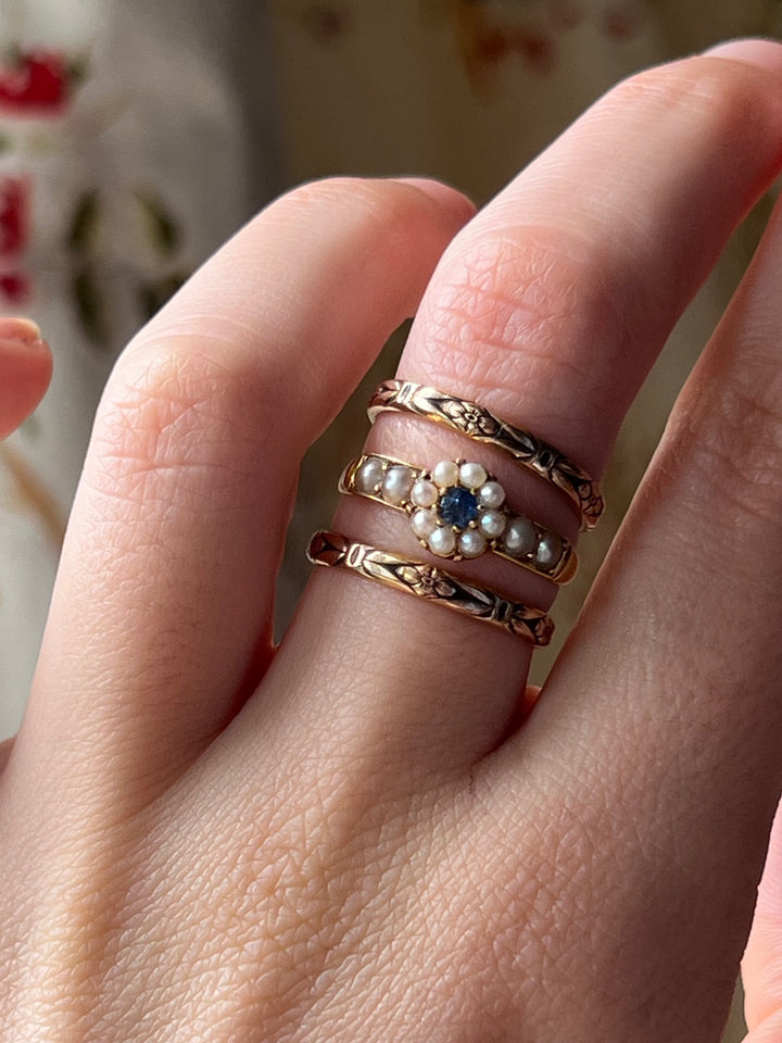 Victorian Sapphire and Pearl Band in 18ct