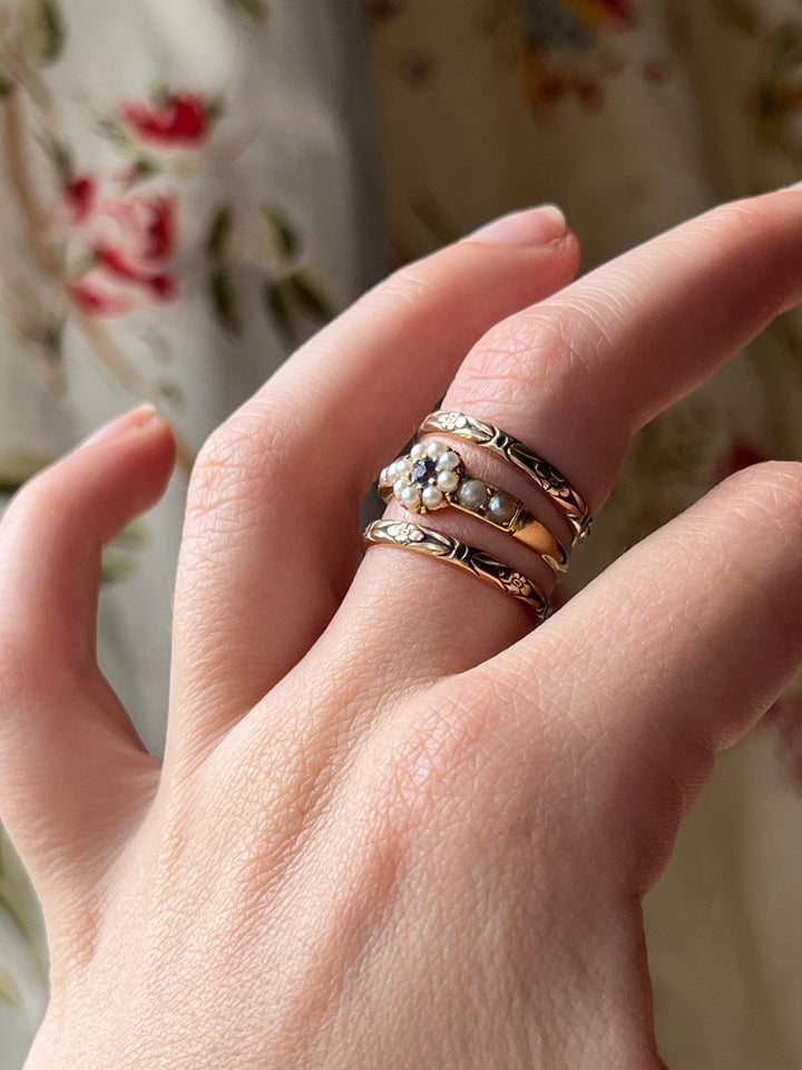 Victorian Sapphire and Pearl Band in 18ct
