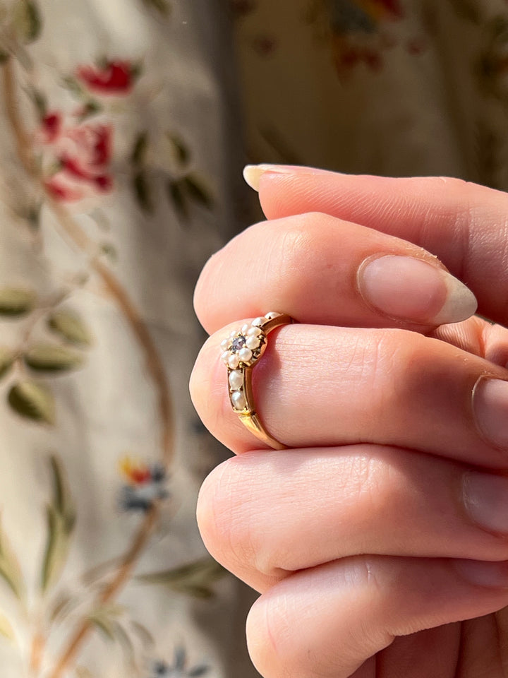 Victorian Sapphire and Pearl Band in 18ct
