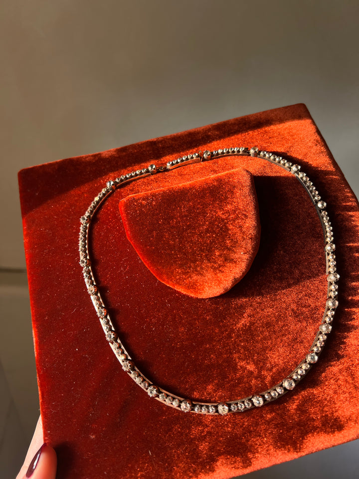 French Sterling + 18ct Gold Paste Riviere of the Romantic Period
