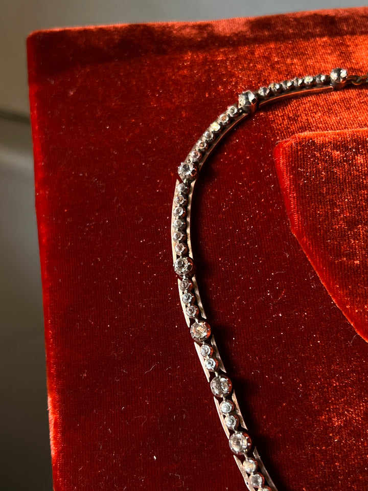 French Sterling + 18ct Gold Paste Riviere of the Romantic Period