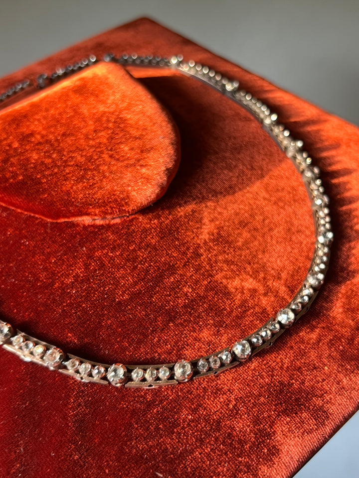 French Sterling + 18ct Gold Paste Riviere of the Romantic Period