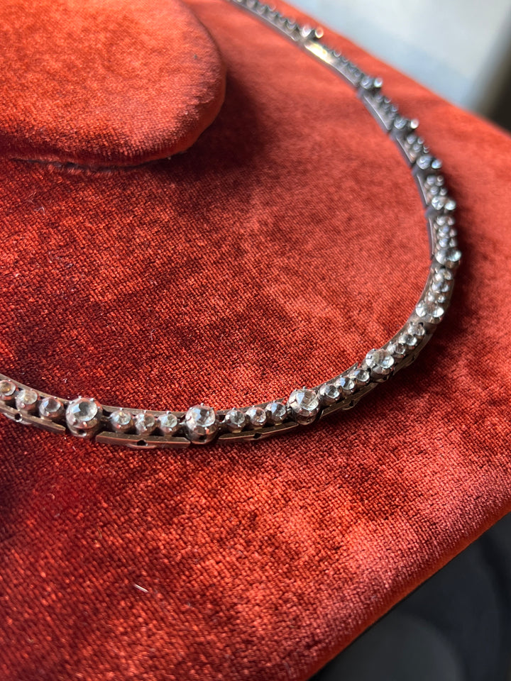 French Sterling + 18ct Gold Paste Riviere of the Romantic Period