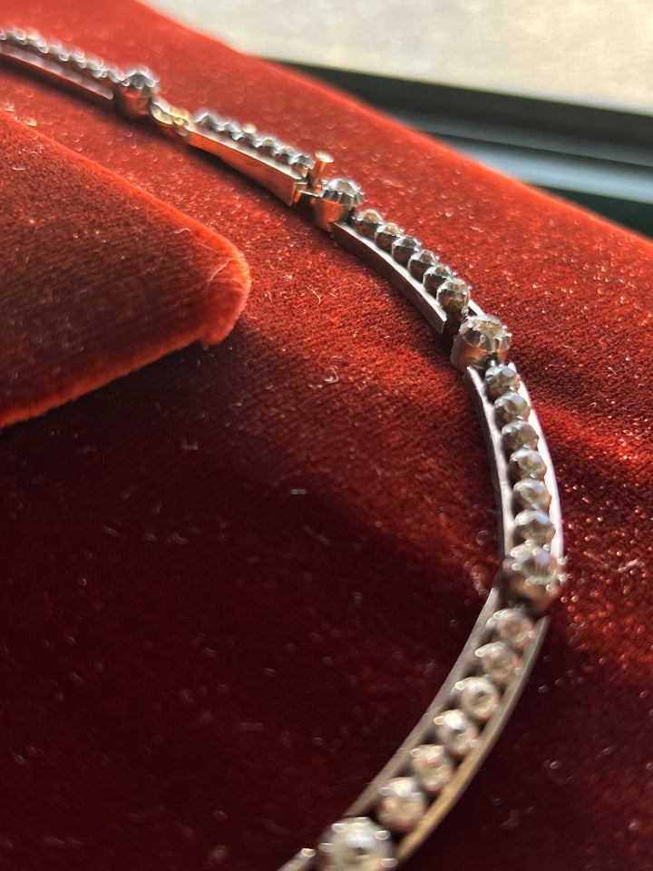 French Sterling + 18ct Gold Paste Riviere of the Romantic Period