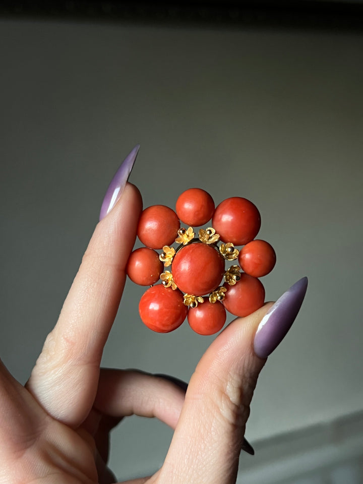 Huge 18ct And Coral Pendant c. 1850, Sicilian