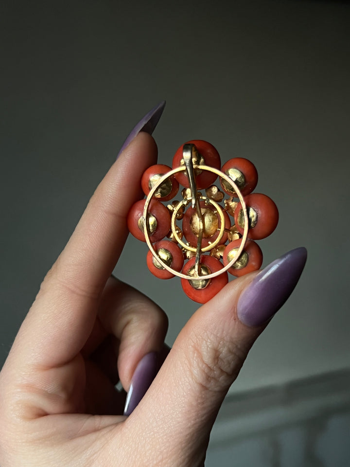 Huge 18ct And Coral Pendant c. 1850, Sicilian