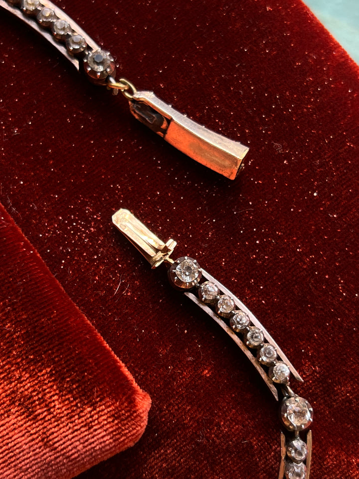 French Sterling + 18ct Gold Paste Riviere of the Romantic Period