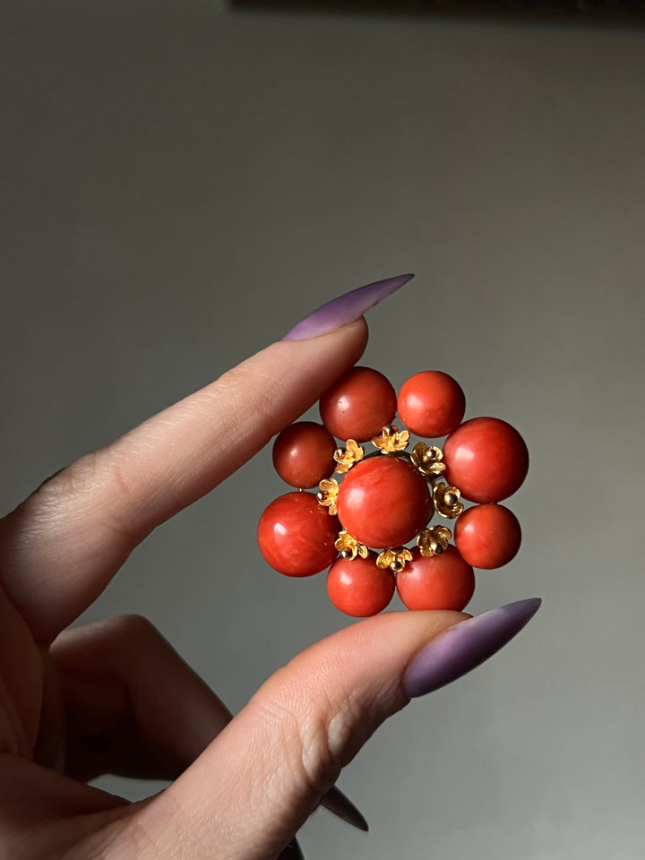 Huge 18ct And Coral Pendant c. 1850, Sicilian