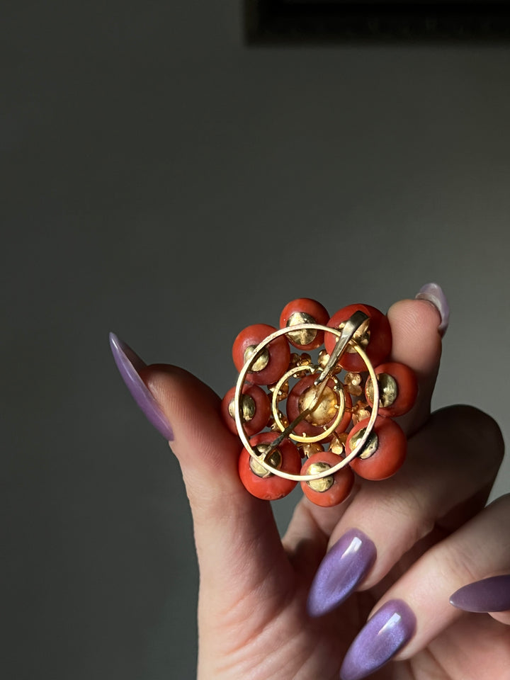Huge 18ct And Coral Pendant c. 1850, Sicilian