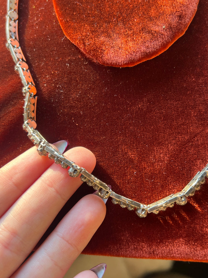 French Sterling + 18ct Gold Paste Riviere of the Romantic Period