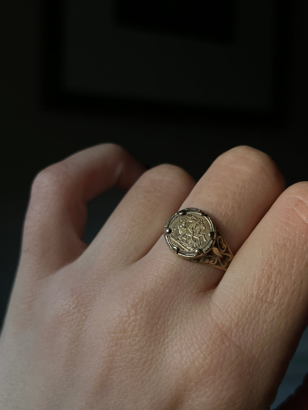 9ct Coin Ring of St. George Slaying the Dragon