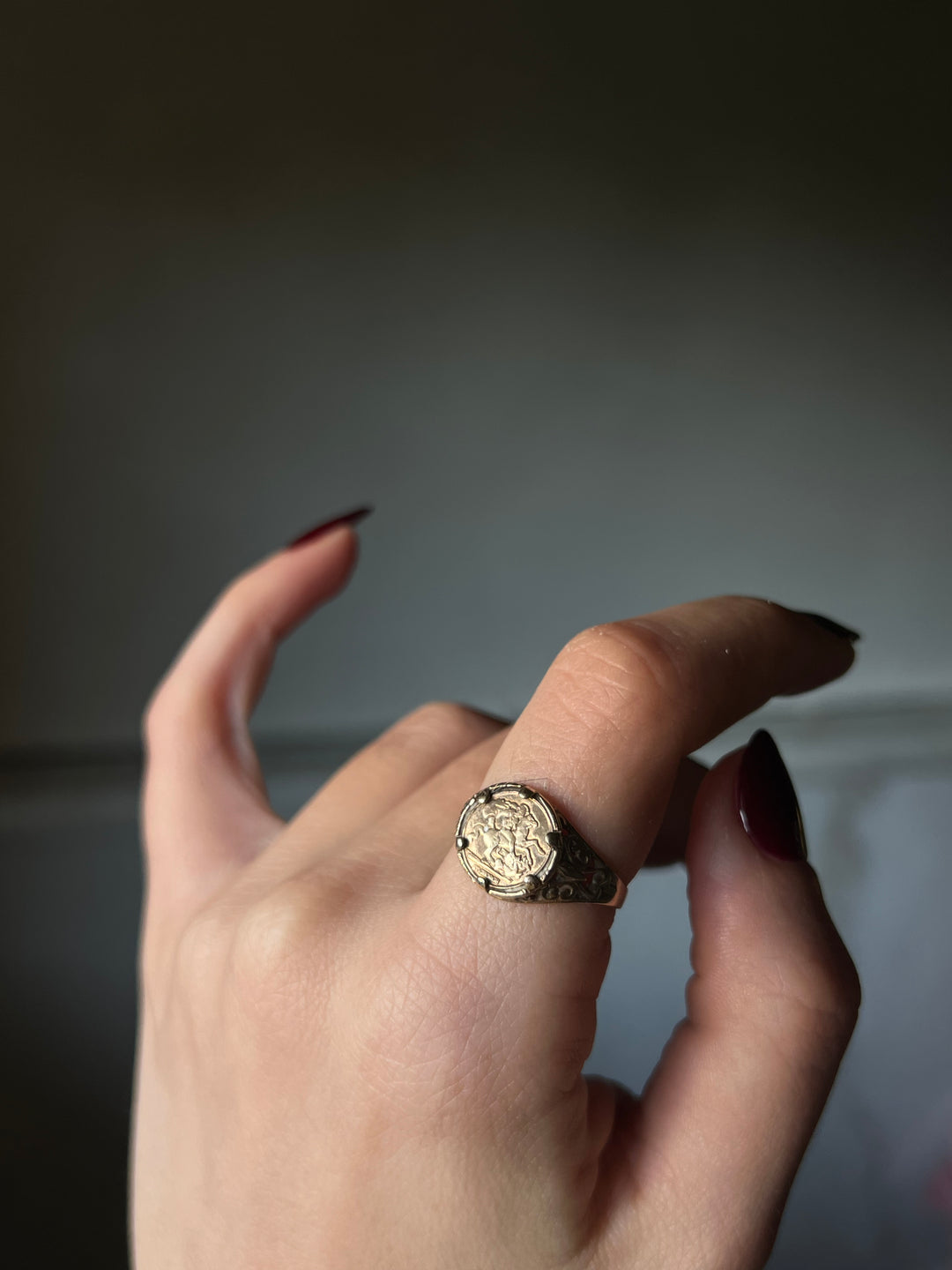 9ct Coin Ring of St. George Slaying the Dragon