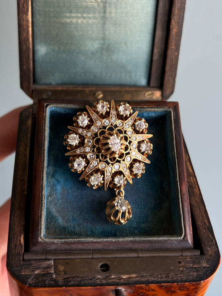 Antique 14ct Diamond Bombe Brooch