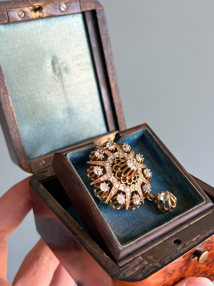 Antique 14ct Diamond Bombe Brooch