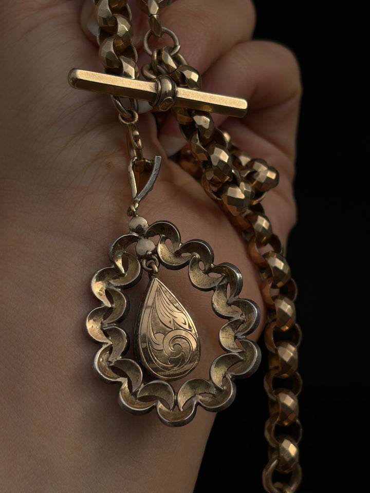 Iberian Peridot & Rose-Cut Diamond Pendant in 18ct Gold and Silver, Circa 1880