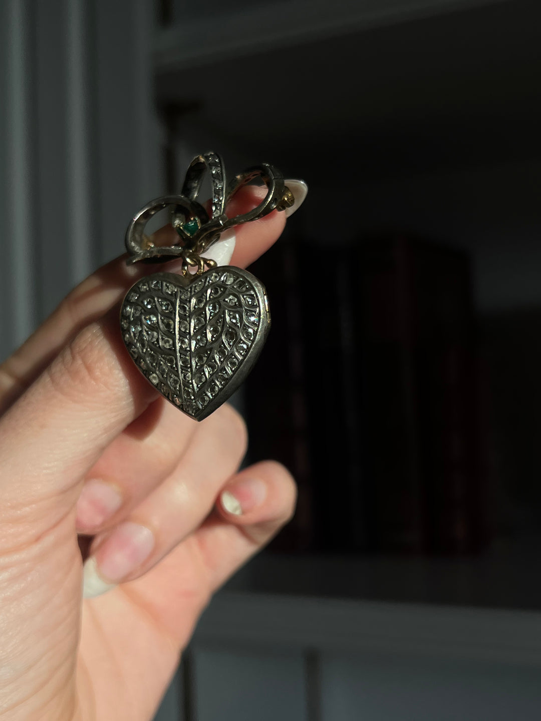 Rose Cut Diamond Heart Locket with Sévigné Bow Brooch Top
