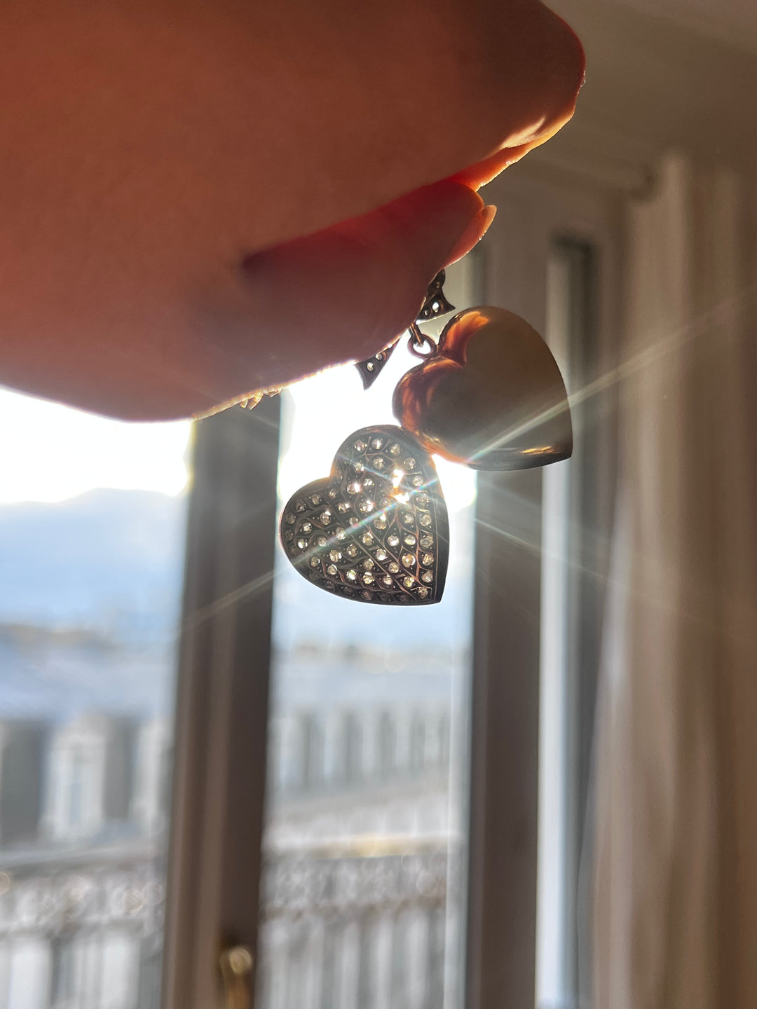 Rose Cut Diamond Heart Locket with Sévigné Bow Brooch Top