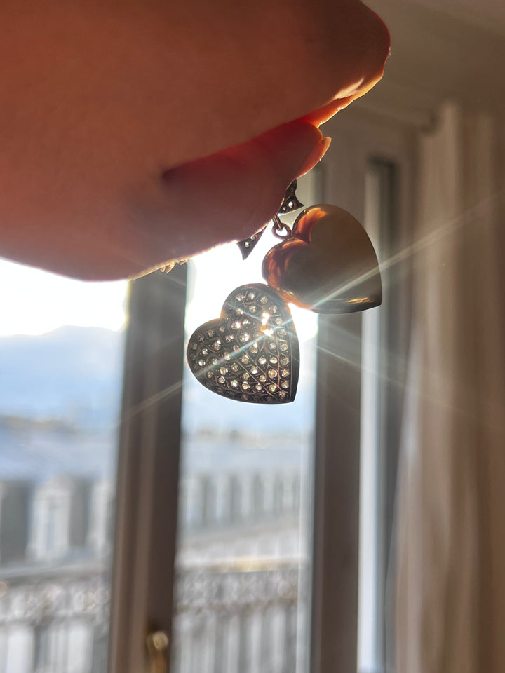 Rose Cut Diamond Heart Locket with Sévigné Bow Brooch Top