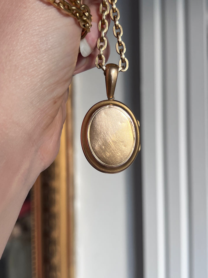 Ruby & Pearl Locket of English Origin in 15ct