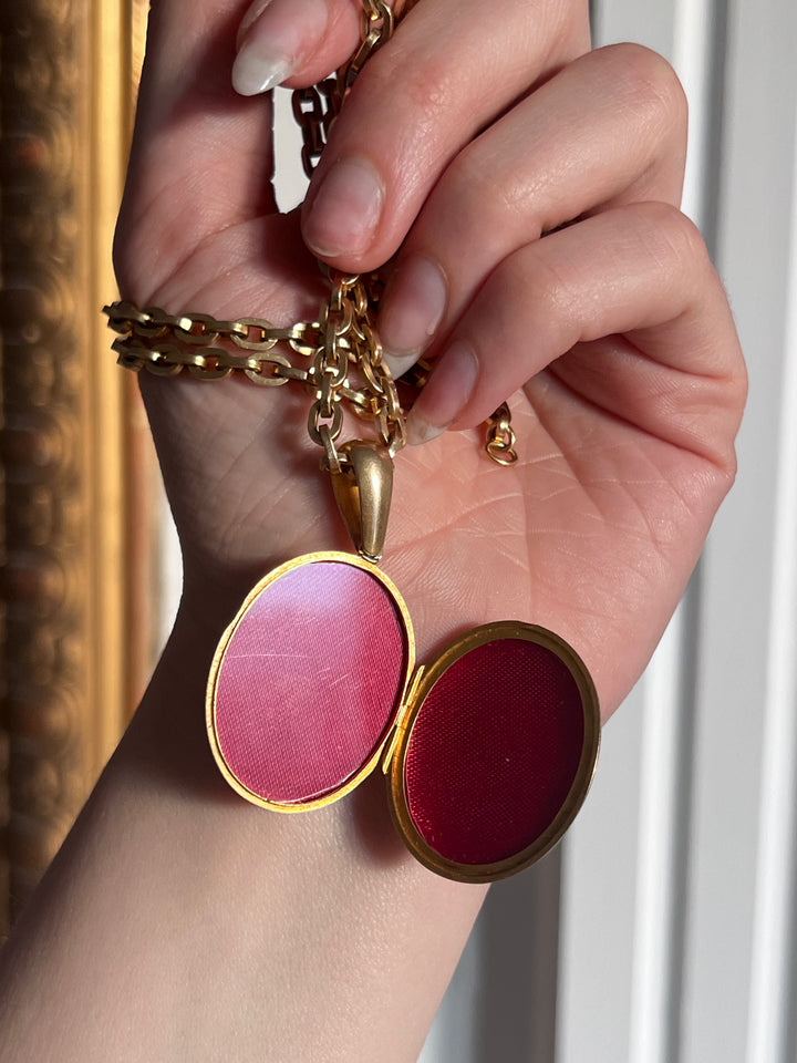 Ruby & Pearl Locket of English Origin in 15ct
