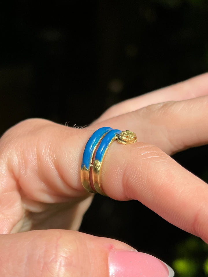 18ct French Snake in Delicious Blue Enamel