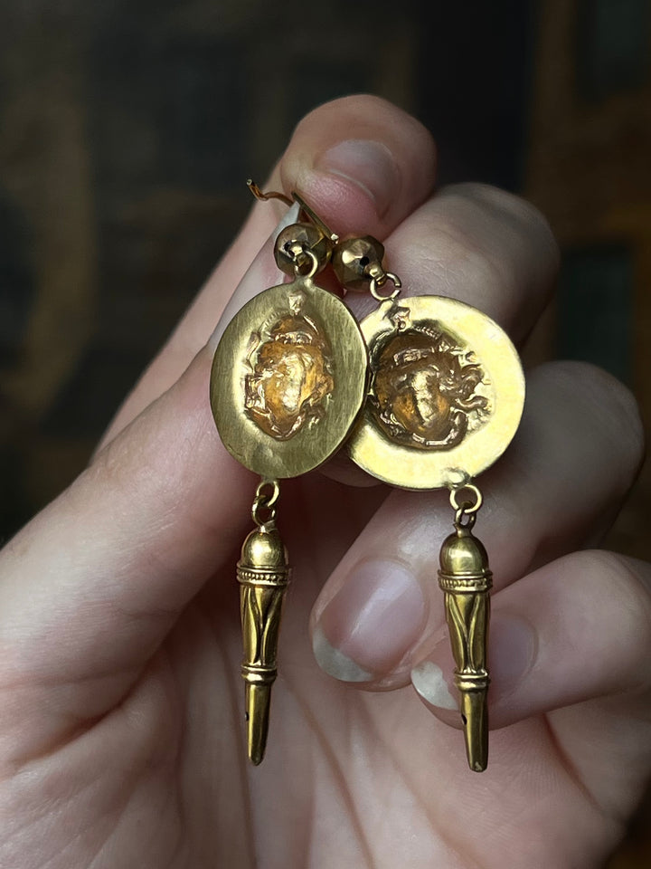 Exceptional Stylized Victorian Art Nouveau Earrings of Queen Theodora